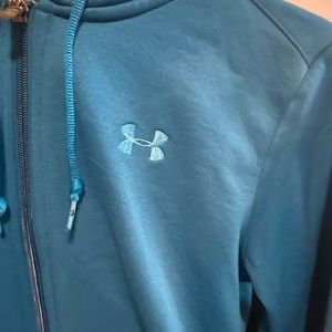 Teal, Under Armor, Adult Medium, Zip up jacket